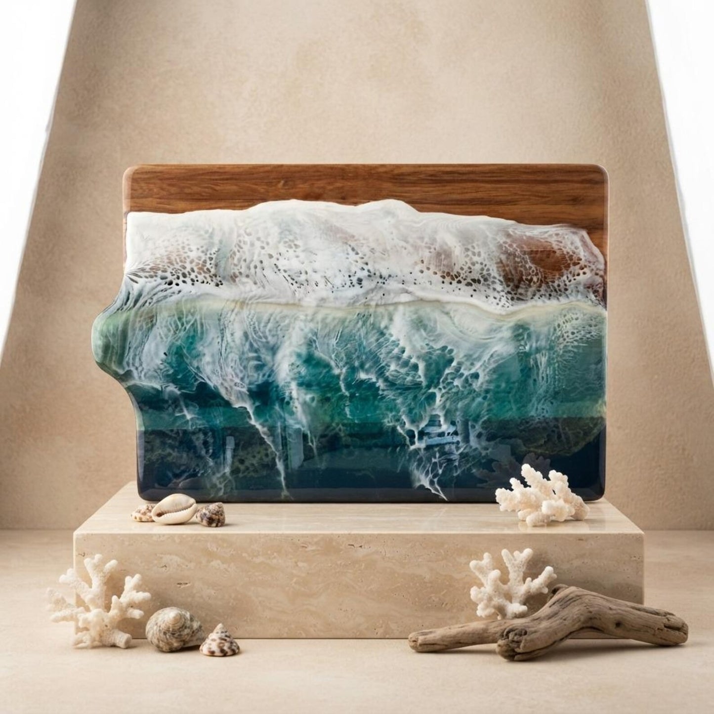 Ocean Resin Charcuterie Board, Handmade Coastal Serving Board, Epoxy Resin Cheese Board, Beach House Kitchen Decor, Housewarming Gift